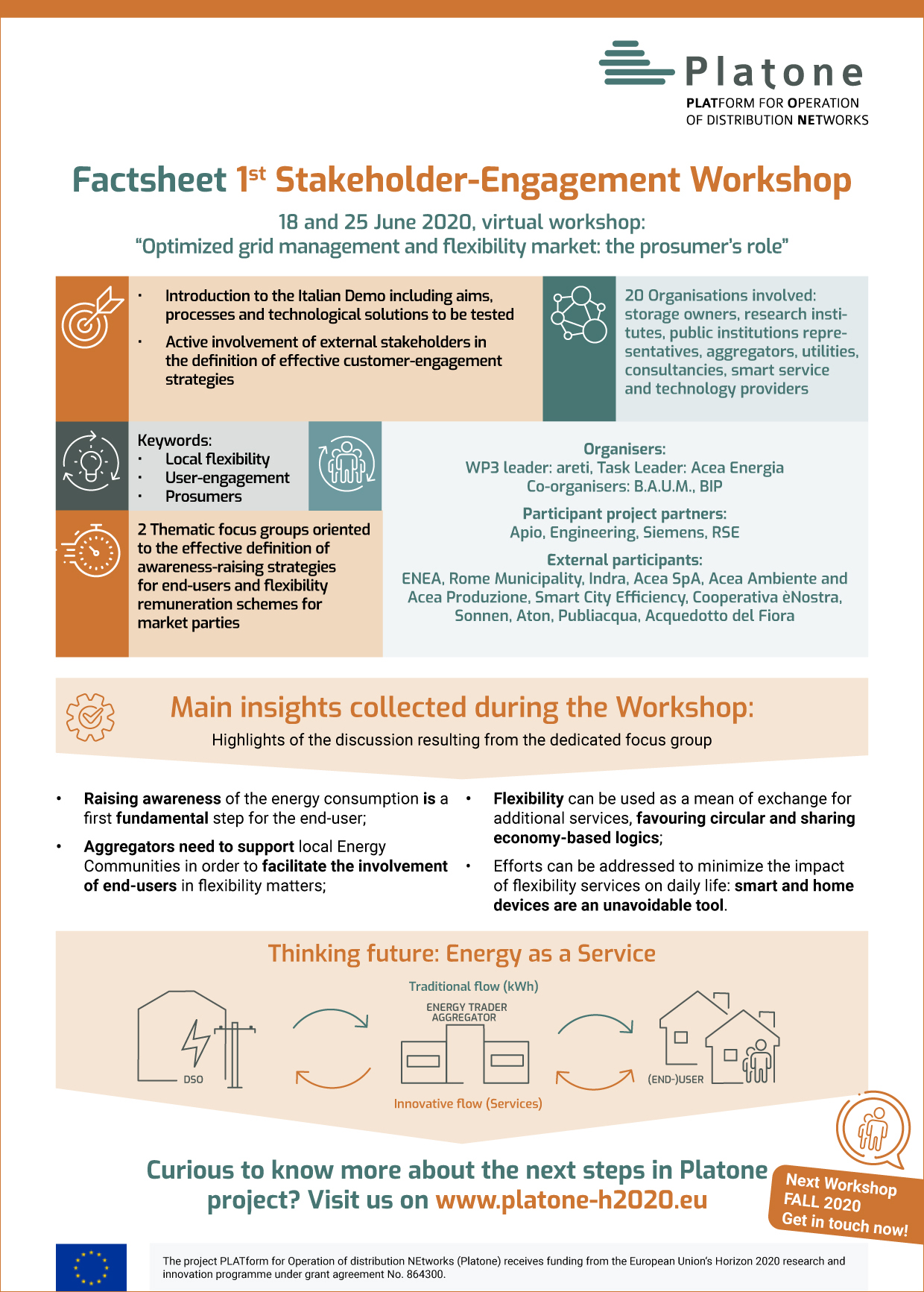 Factsheet 1st stakeholderengagement workshop Italian demo | © Platone consortium 2020